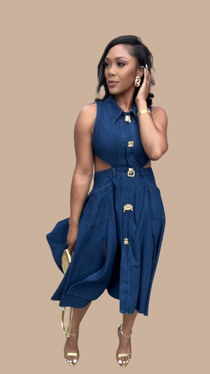 Blue Jean Pleated Dress