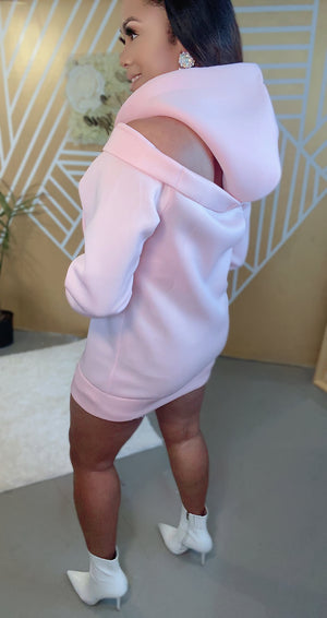 Hooded Sweater Dress| Pink