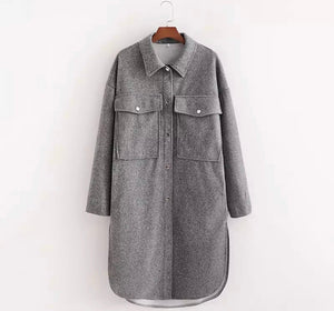 Gray | Long Cozy Button Down