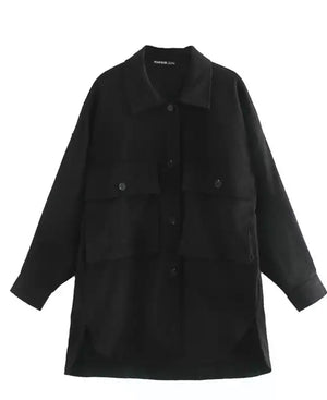 Black | Long Cozy Button Down